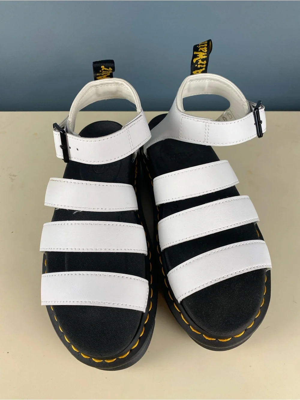 Dr. Martens Blaire White Hydro Leather Platform Gladiator Sandal Womens US 8